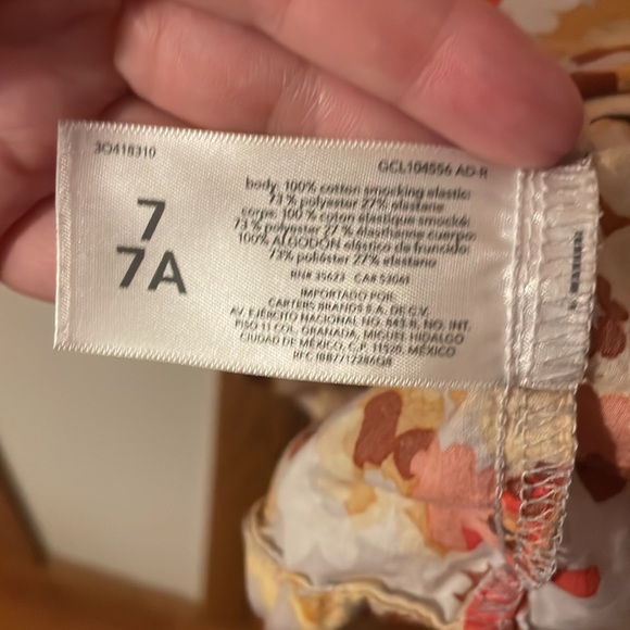 CARTERS UEC Girls size 7 fall floral maxi dress orange white print smocked top - Picture 7 of 11